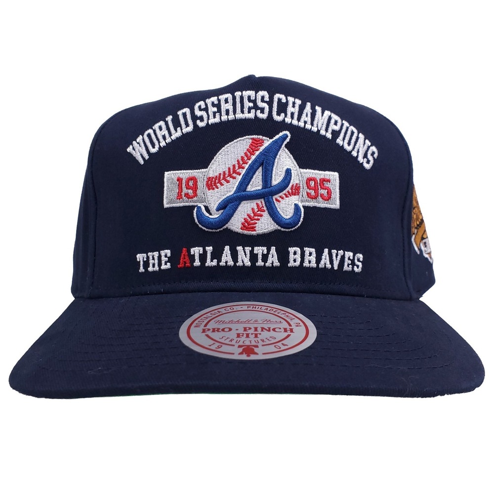 Atlanta Braves Mitchell & Ness MLB Snapback Hat Cap 1995 Champions Art Navy NWT